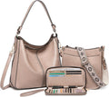 Elegant 3-Piece Women's Leather Handbag and Wallet Set
