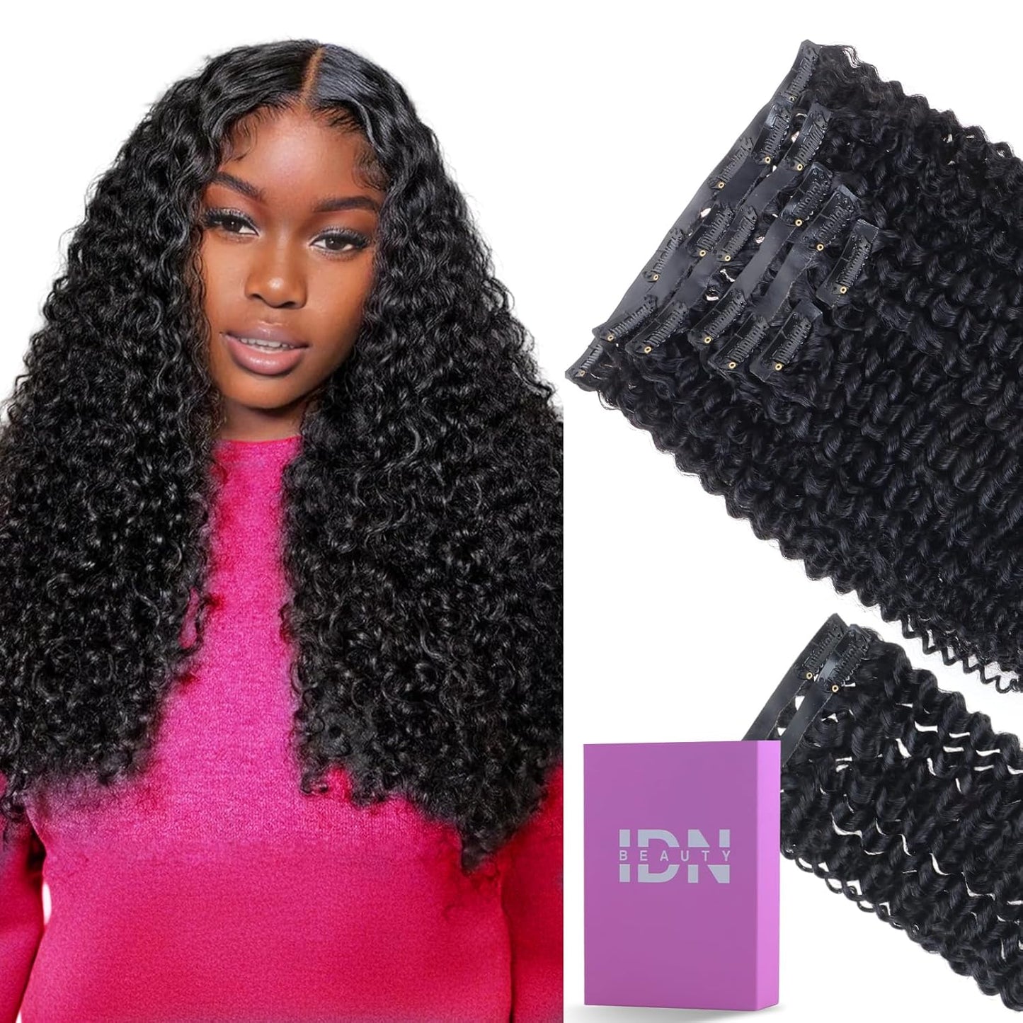 IDN BEAUTY Seamless Clip In Hair Extensions for Natural Black Hair