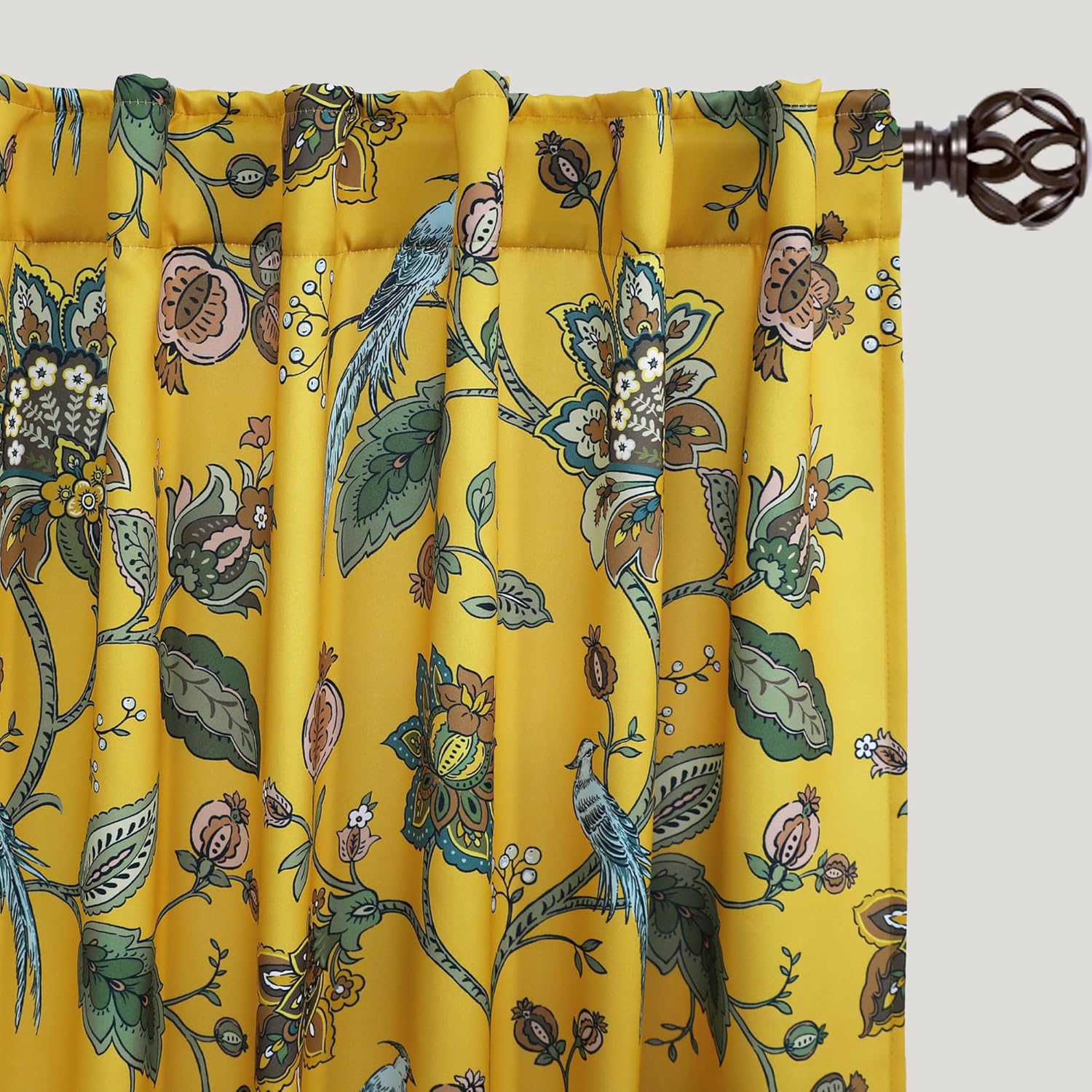 Mustard Yellow Vintage Curtains 96 Inches Long for Retro Boho Style