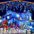 66ft Icicle Lights for Outside Blue and White - 640 LED Twinkle