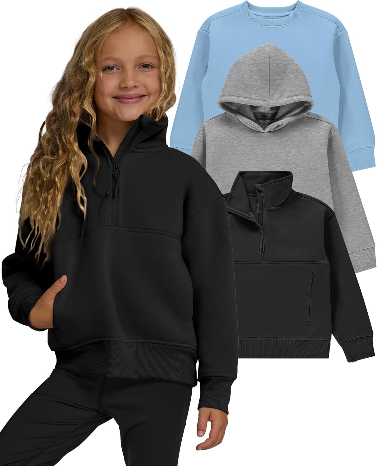 PURE CHAMP Girls Sweatshirt 3 Pack for Teen Girls Comfort