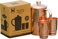 Pure Copper Hammered Water Jug with 2 Tumblers - Ayurvedic Pitcher Set