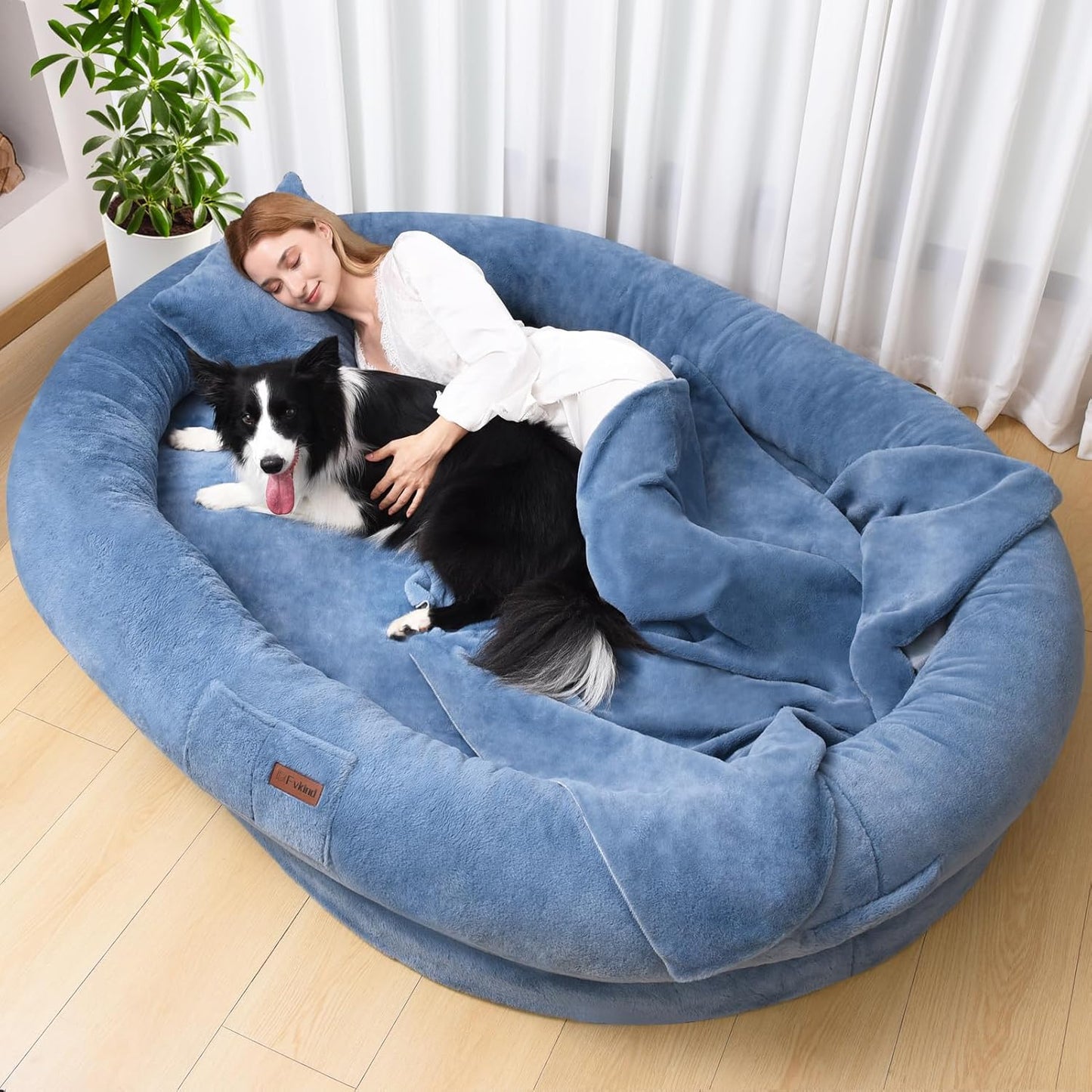 Orthopedic Human Dog Bed for Adults with Blanket and Pillow