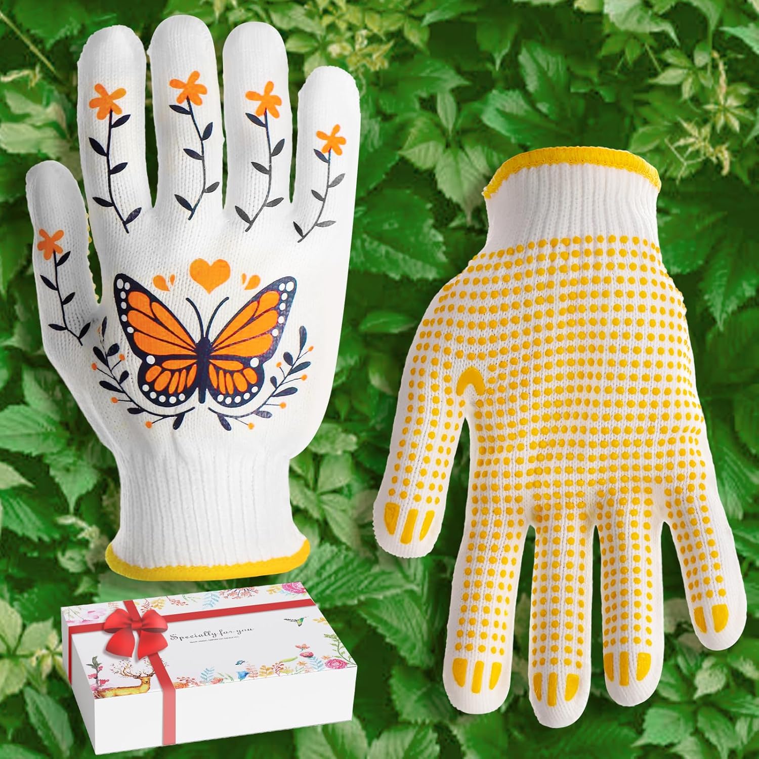 Non-slip Knit Gardening Gloves - 3 Pairs Women's Gift