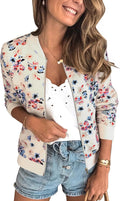 Women's Casual Floral Zip Up Bomber Jacket - Lightweight Camo Outwear
