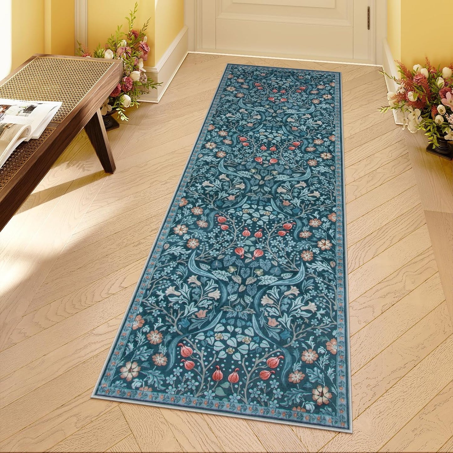Moynesa Floral Kitchen Runner Rug 2x6 for Stylish Spaces