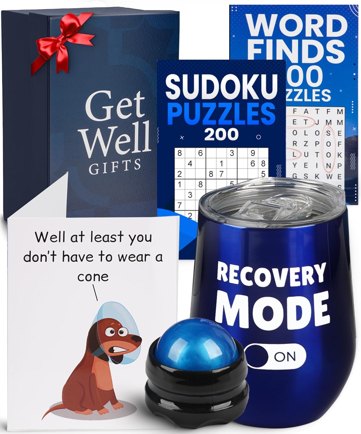 Get Well Soon Gift Basket for Men - Fun Recovery Package