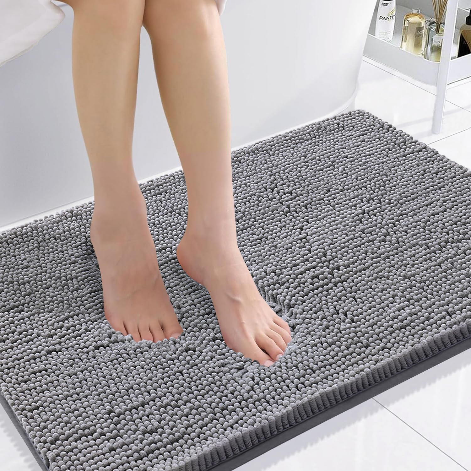 Smiry Luxury Chenille Bathroom Rugs - Soft, Absorbent, Non-Slip