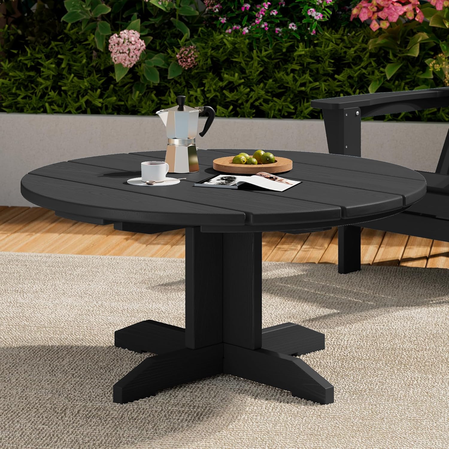 SERWALL 36 All-Weather Patio Coffee Table - Elegant Black Design