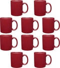 Ceramic Coffee Mugs 11 oz Set of 10 - Bulk Red Cups for Events