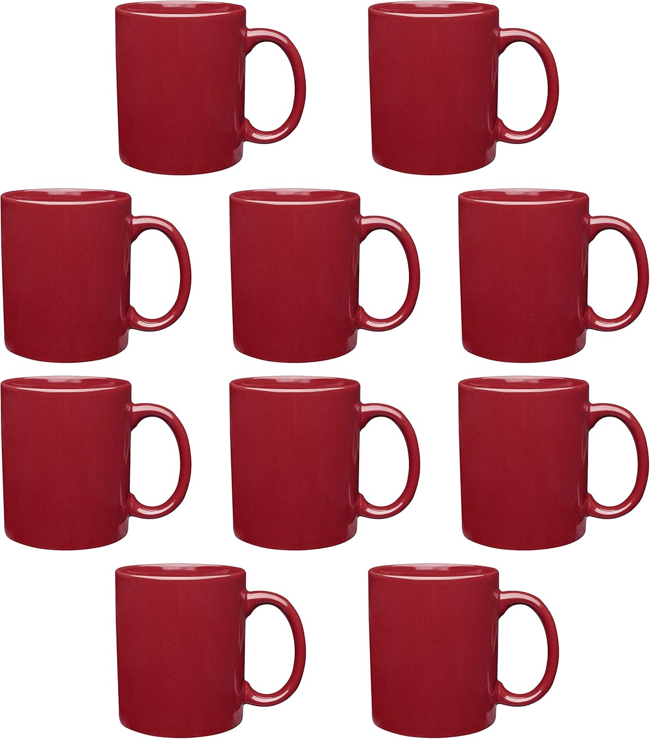 Ceramic Coffee Mugs Set of 10 - Ideal for Home or Office Use