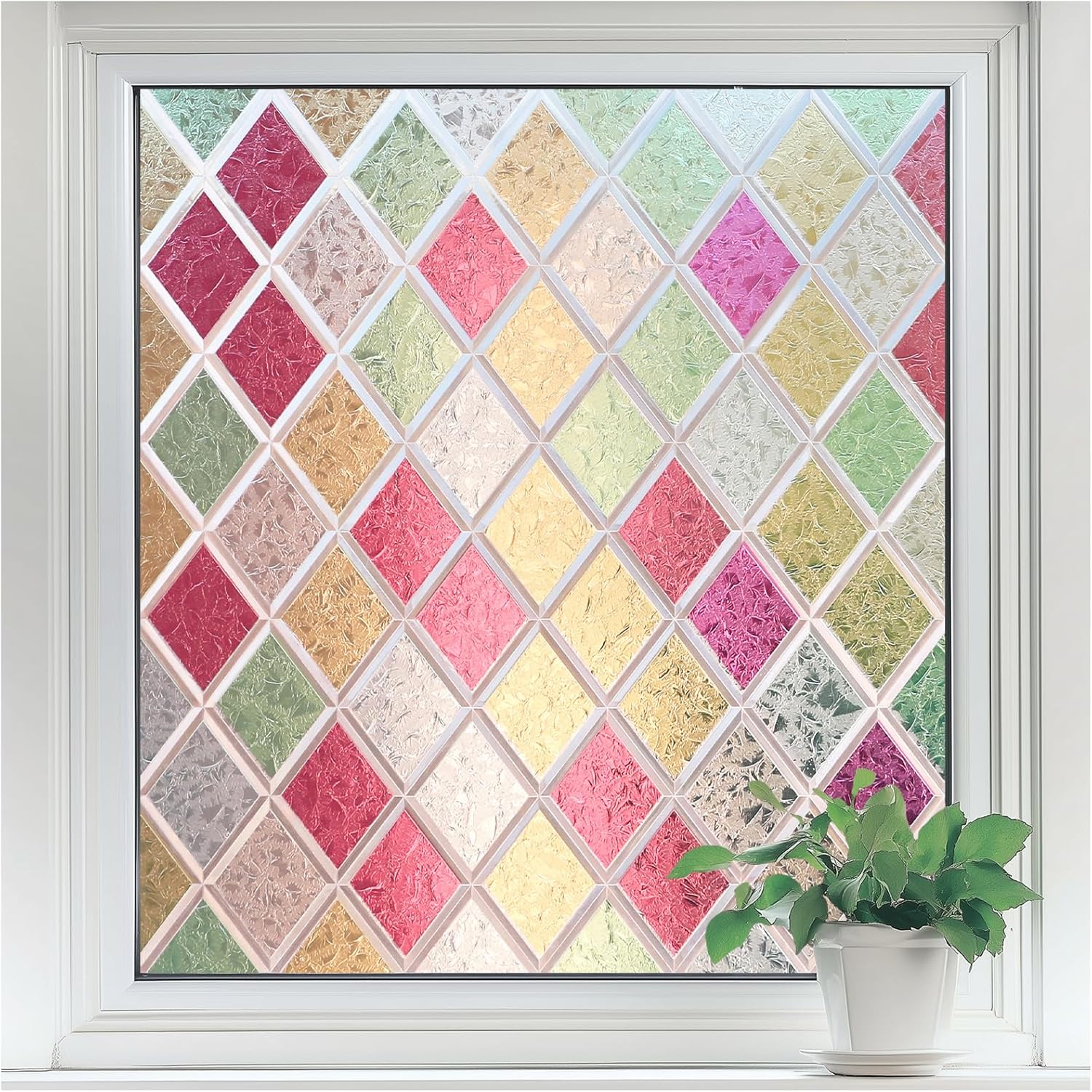 rabbitgoo Stained Glass Window Film for Stylish Privacy and Decor