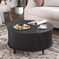 Mid Century Coffee Table with Hidden Storage, Sleek Black Finish