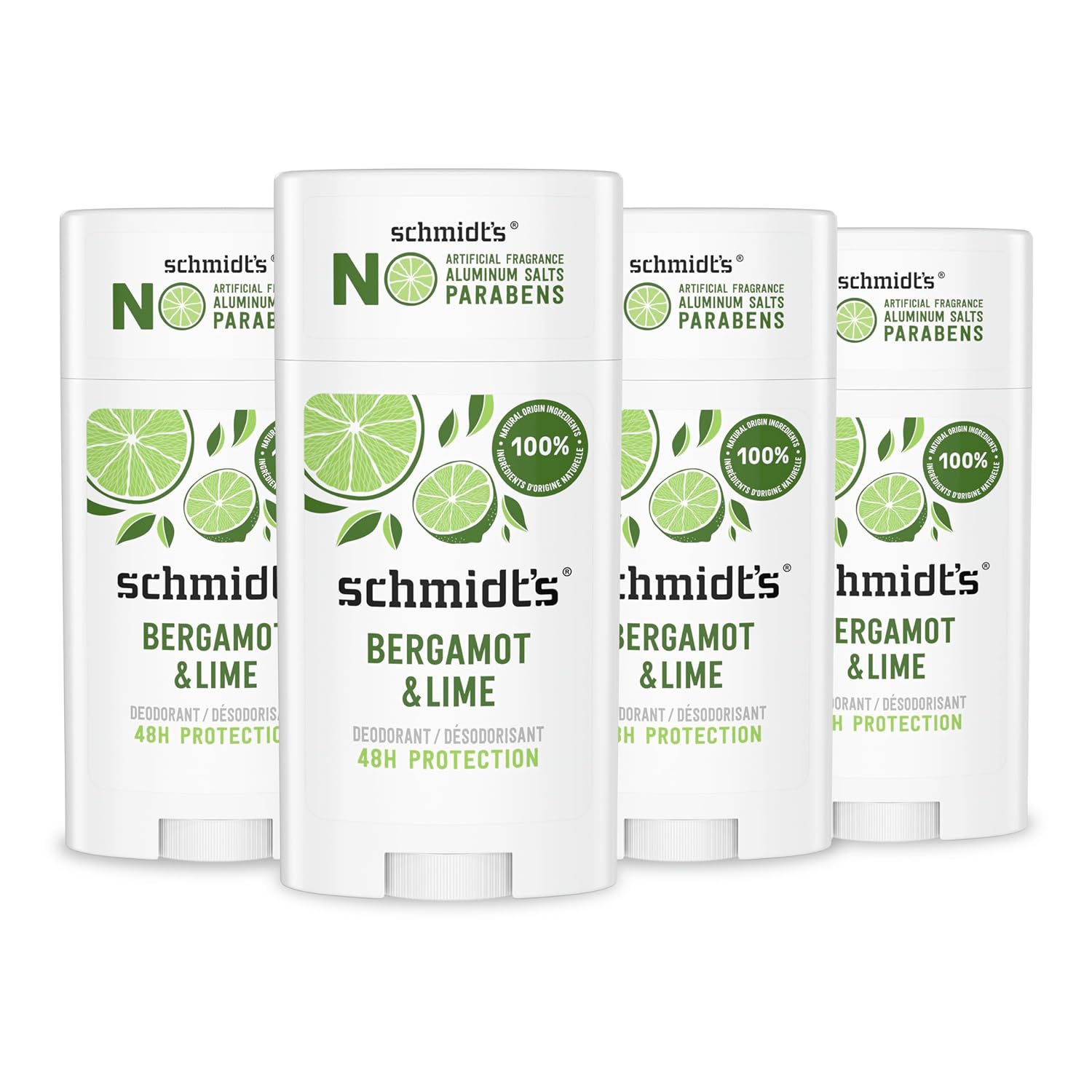 Schmidt's Aluminum-Free Vegan Deodorant Bergamot & Lime 4 Count