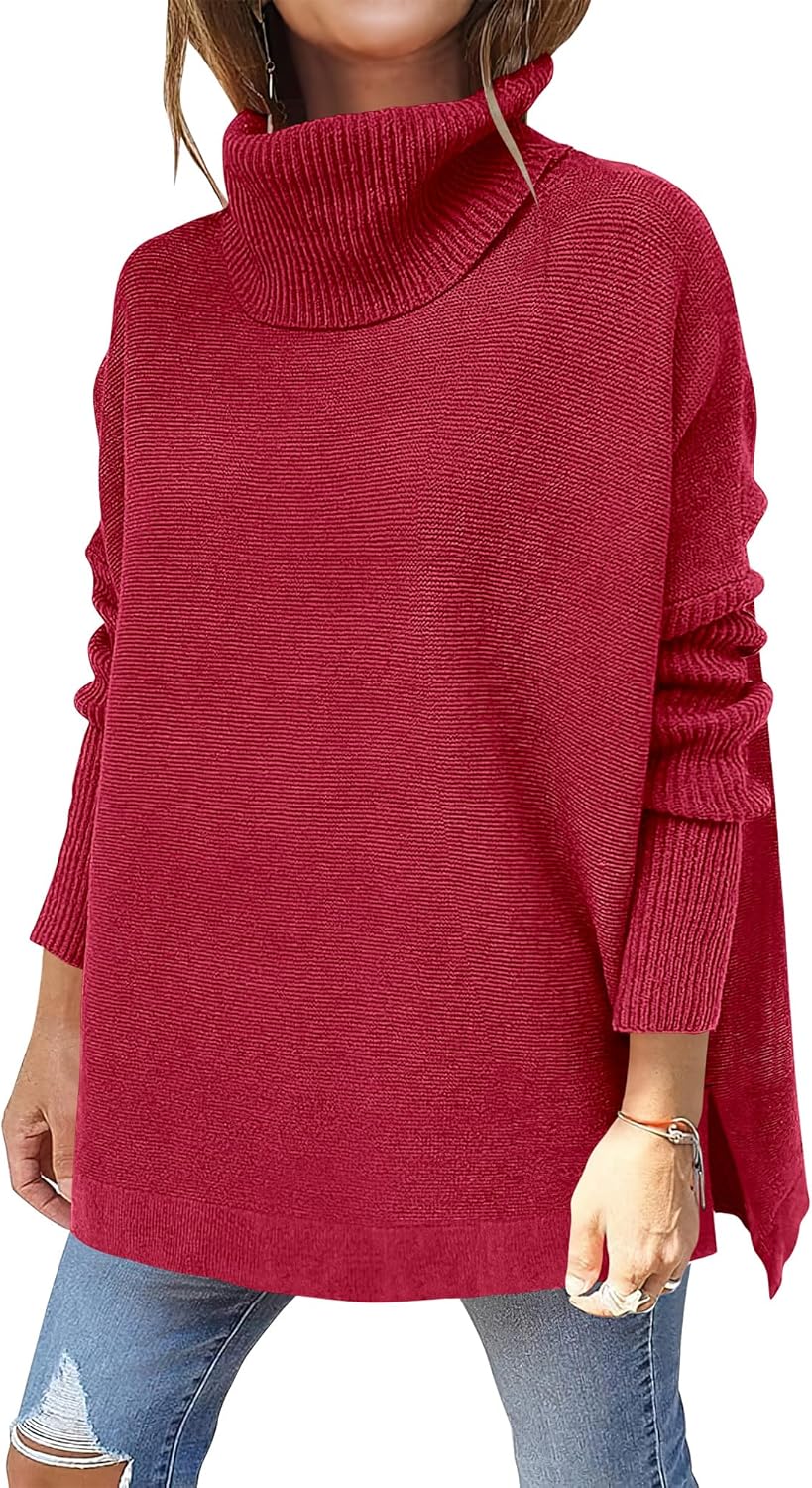 Oversized Turtleneck Batwing Sleeve Sweater for Fall Style