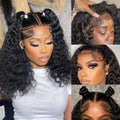 14in Bob Wig Human Hair 13x4 Deep Wave Lace Front - Natural Wet Look