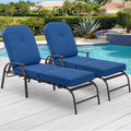 Adjustable Outdoor Chaise Lounge Chair Patio Recliner with Cushion