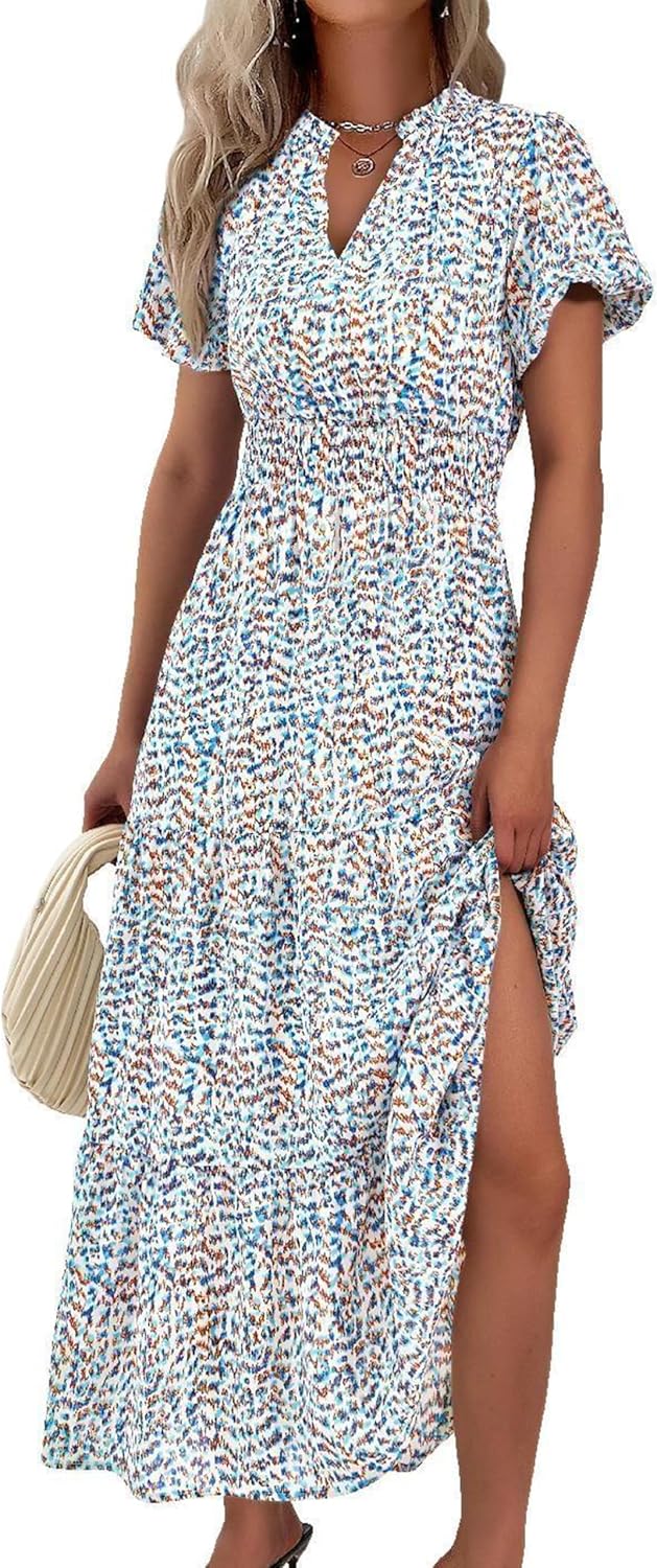 Floral Summer Maxi Dresses for Women 2025 Casual V Neck