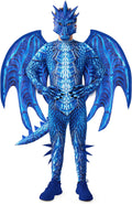 Halloween Blue Dragon Costume for Kids with Wings and Mask Set