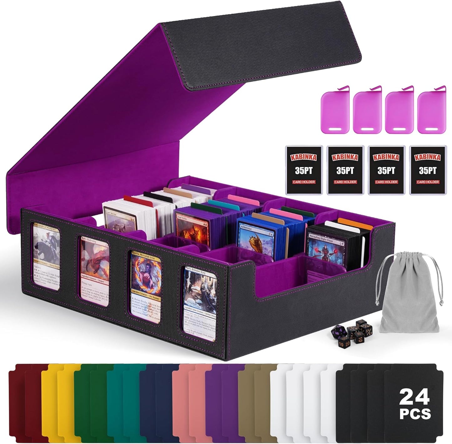 Trading Card Storage Box with Commander Display for 2400+ Cards