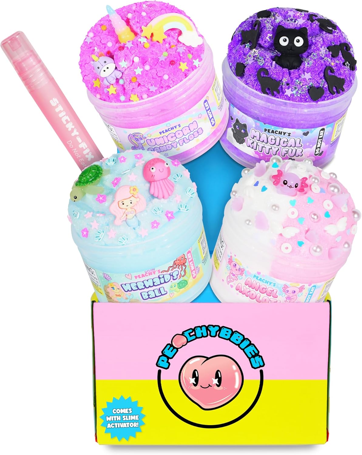 Peachybbies Slime 4-Pack Fantasy Bundle for Kids' Fun
