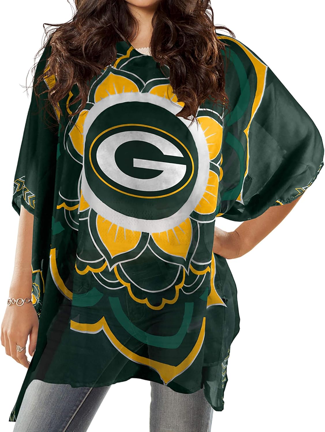 NFL Sheer Caftan with Flower Design for Game Day Style