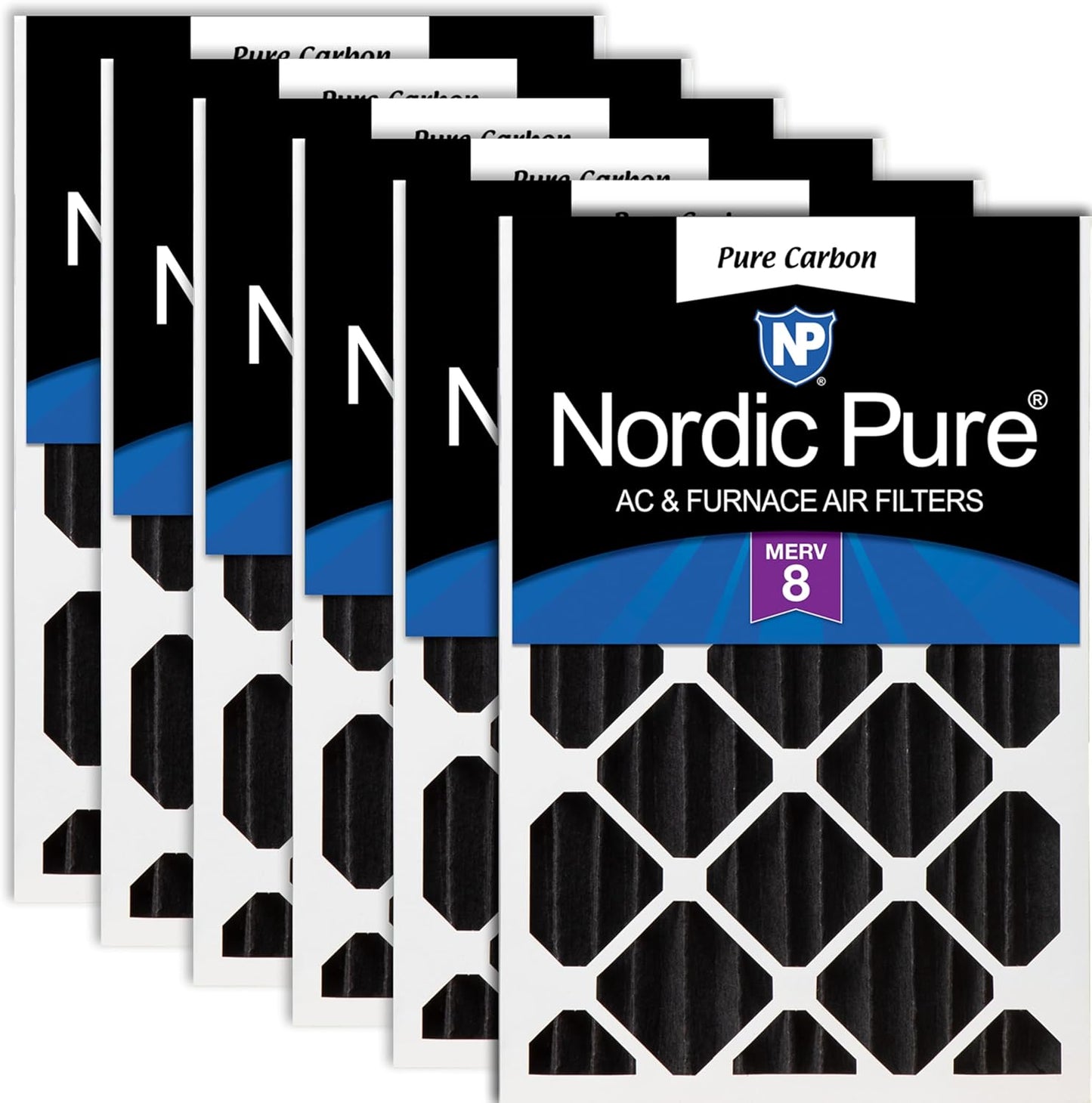 Nordic Pure 16x24x4 Carbon Pleated Odor Reduction Filters 6 Pack