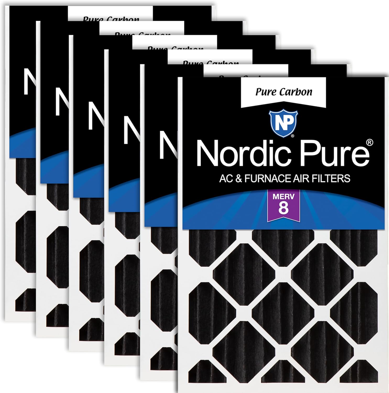 Nordic Pure 16x24x4 Carbon Pleated Odor Reduction Filters 6 Pack