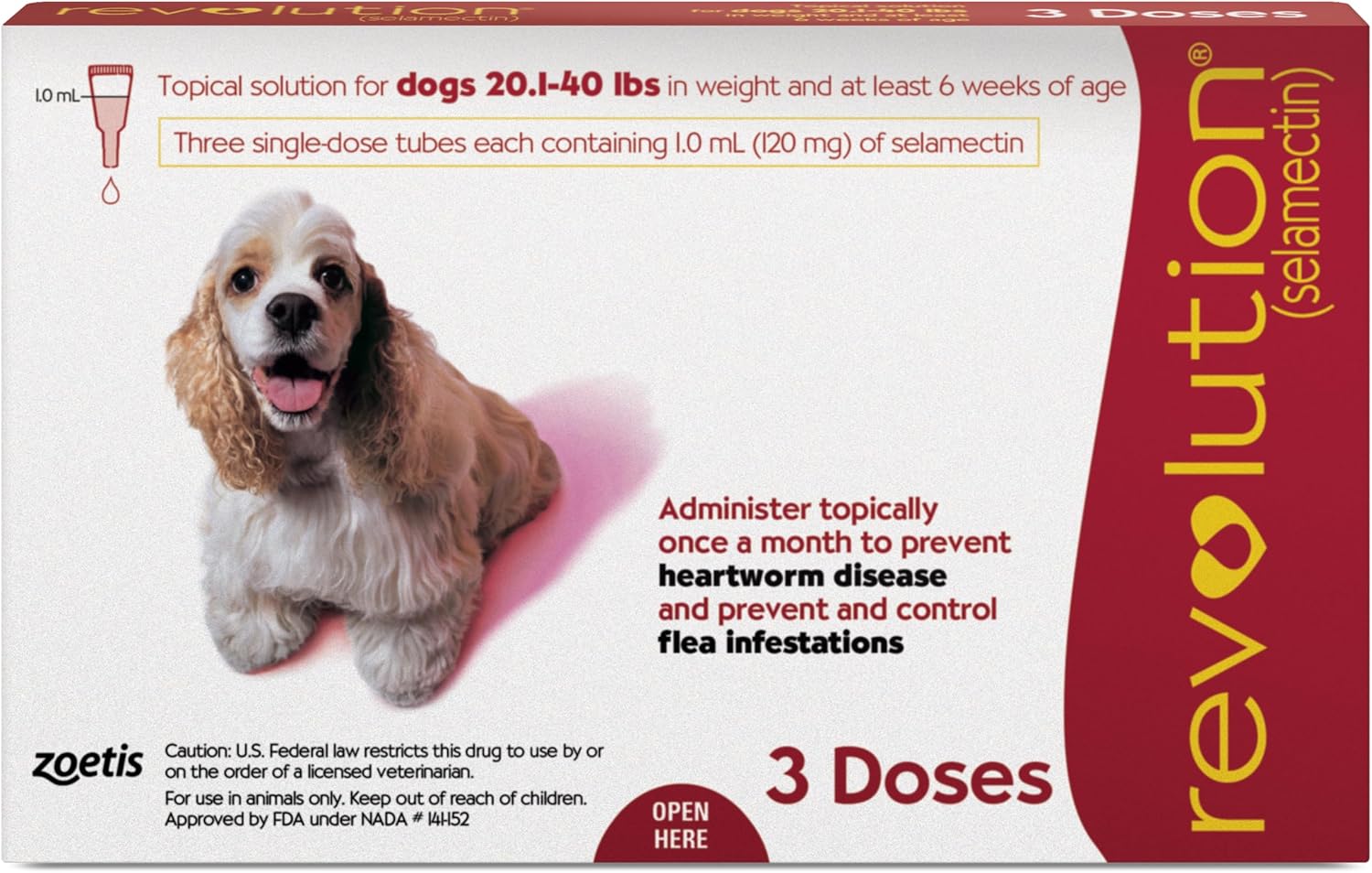 Revolution Topical Solution for Dogs 20.1-40 lbs - 3 Tubes