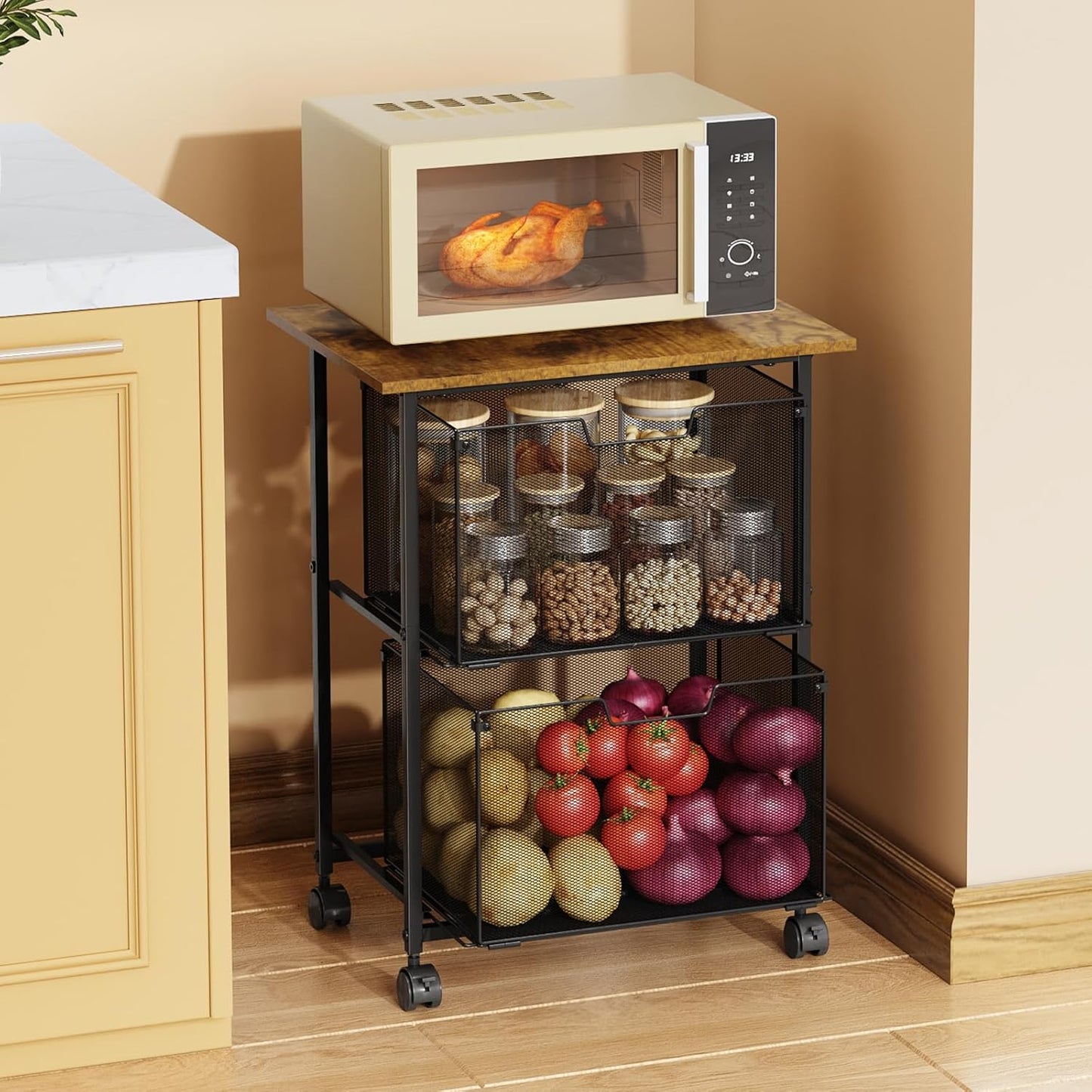 3-Tier Rolling Kitchen Cart - Storage & Organization Solution