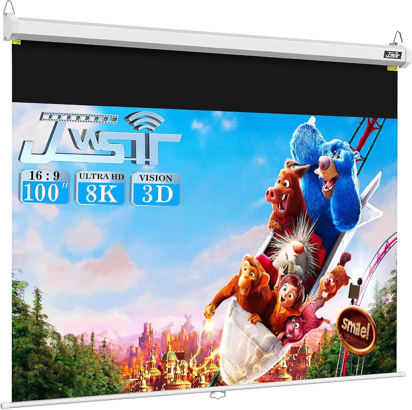JWSIT 100 Auto-Lock Projector Screen for Immersive Viewing