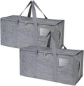 Extra Large Storage Tote with Zippers & Handles - Heavy-Duty 2-Pack