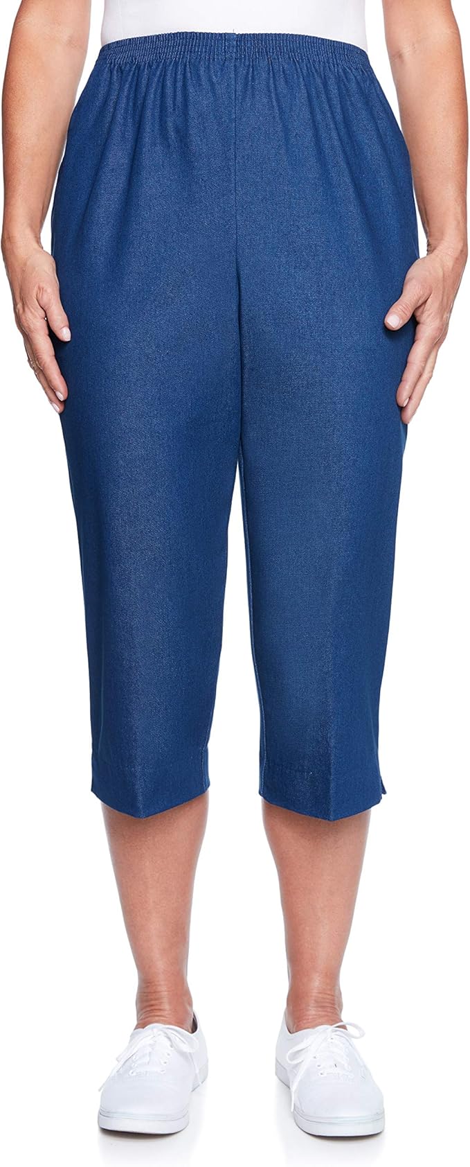 Alfred Dunner Women's All Around Elastic Waist Denim Capris Pants