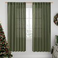 LAMIT Light Filtering Linen Curtains 78 in Olive Green - Soft Privacy