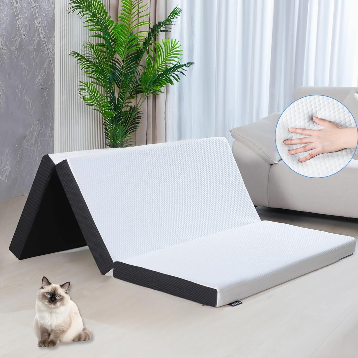 4-inch Full Size Memory Foam Trifold Mattress for Comfort