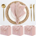 60 Pack Pink Cotton Linen Napkins 16 x 16 in - Handmade Fringe
