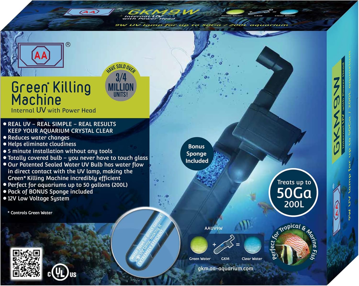 GKM9W Internal UV System for Aquariums Up to 50 Gallons