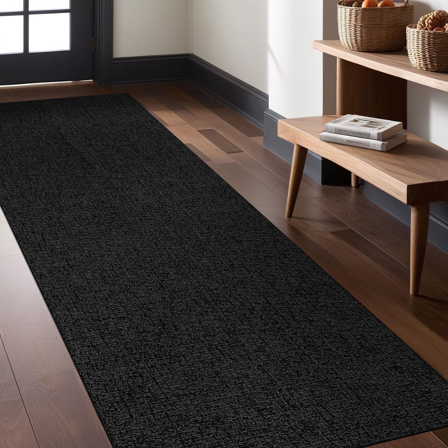 Easy Jute Rugs 2x7 Dark Gray Indoor Outdoor Runner Rug