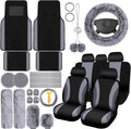 ROCEEI 47 Pcs Gray Car Seat Cover Full Set - Complete Interior Styling