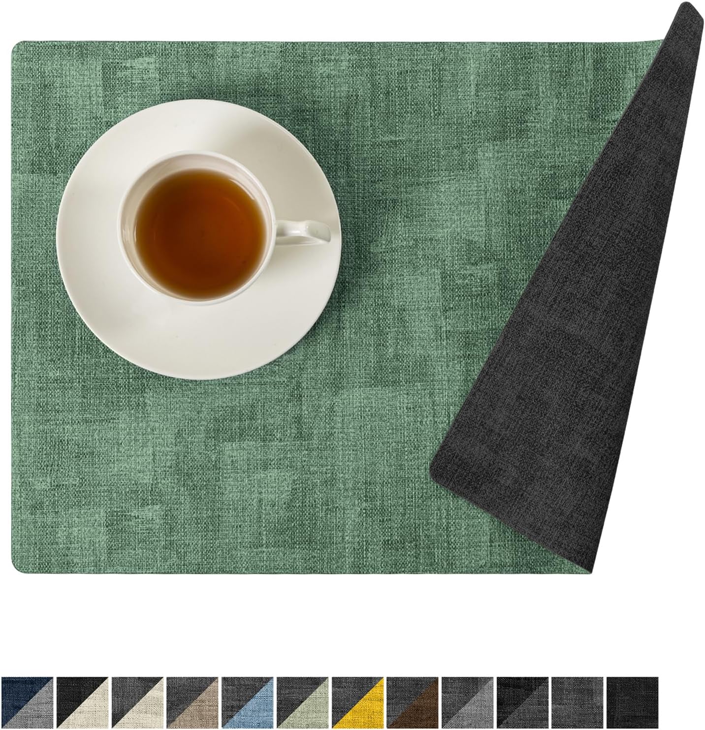 Reversible Vinyl Placemats Set of 8 - Waterproof & Heat Resistant
