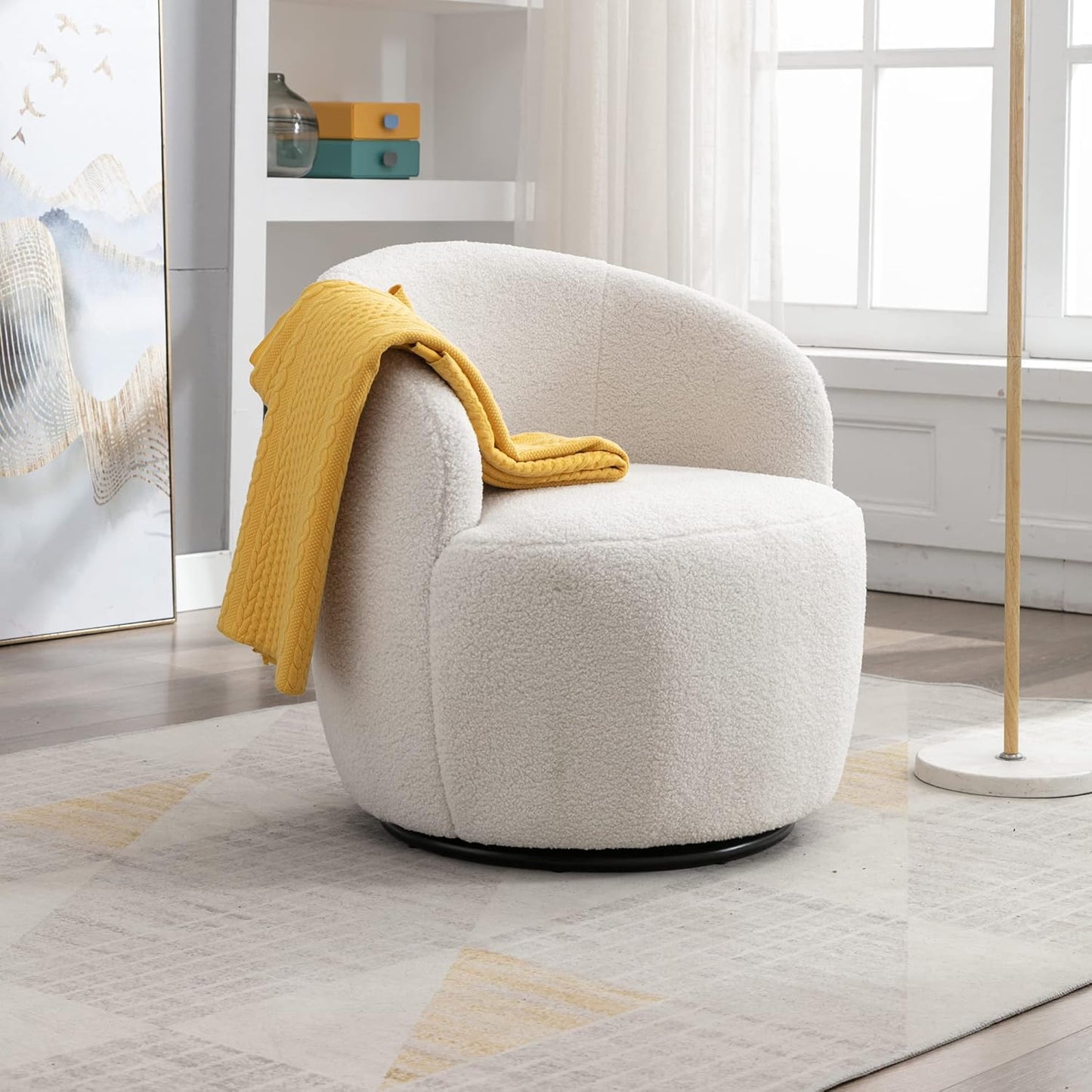 360 Swivel Ivory Accent Chair - Comfy Movement!