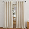 Cream Beige Linen Curtains & Drapes 84 in Semi Sheer - Light Filtering