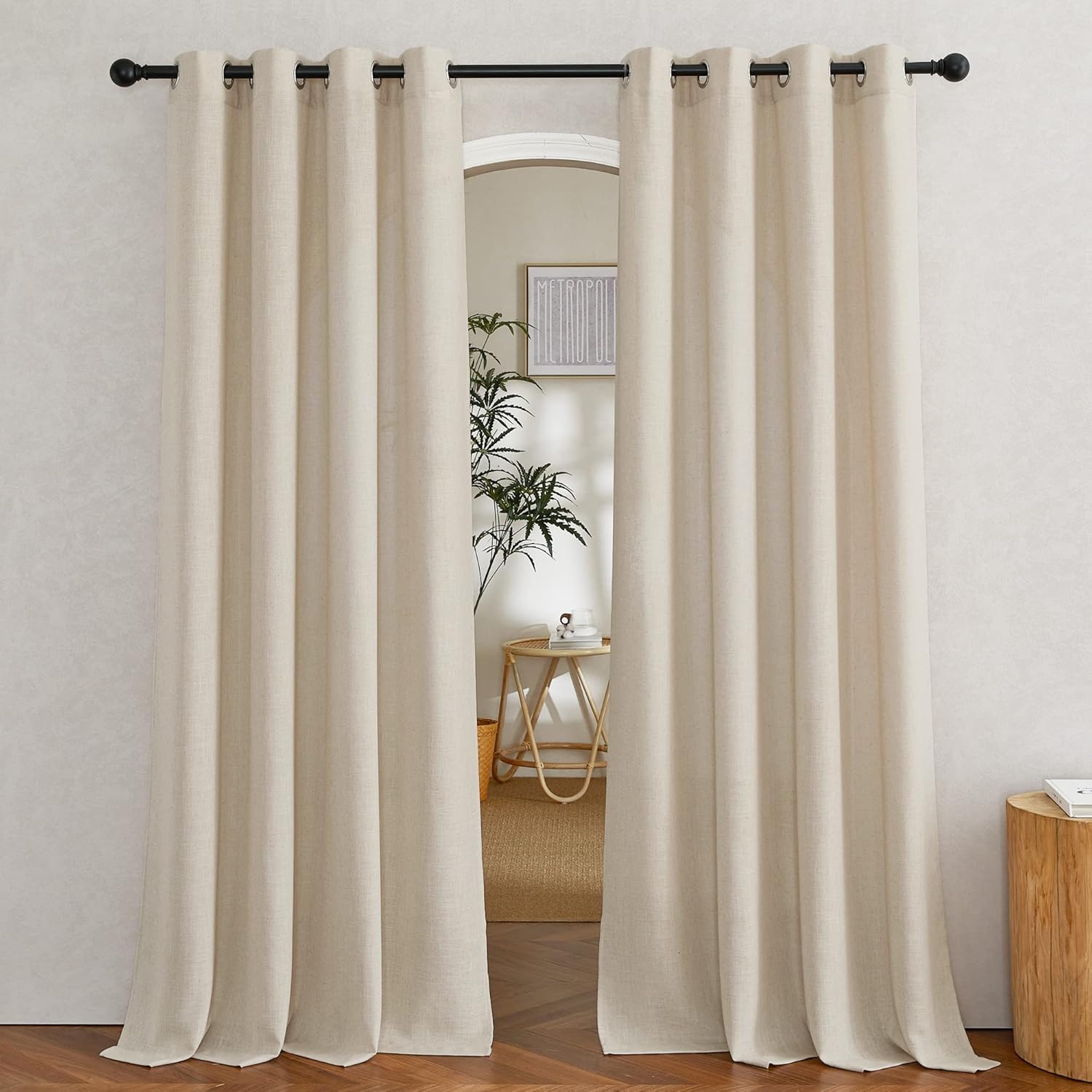 NICETOWN Cream Beige Linen Curtains for Elegant Home Decor