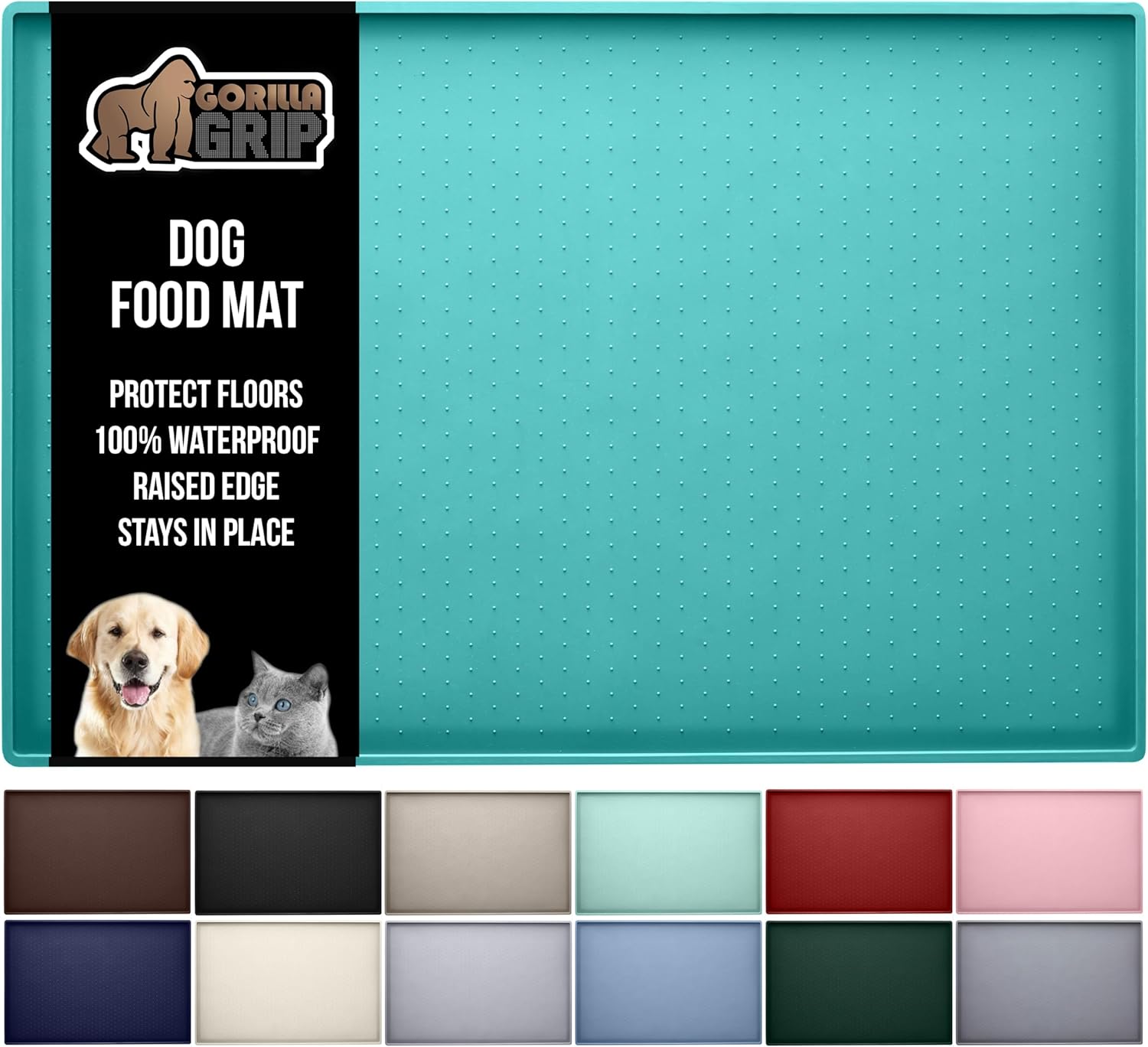 GORILLA GRIP Waterproof Pet Feeding Mat for Mess-Free Meals