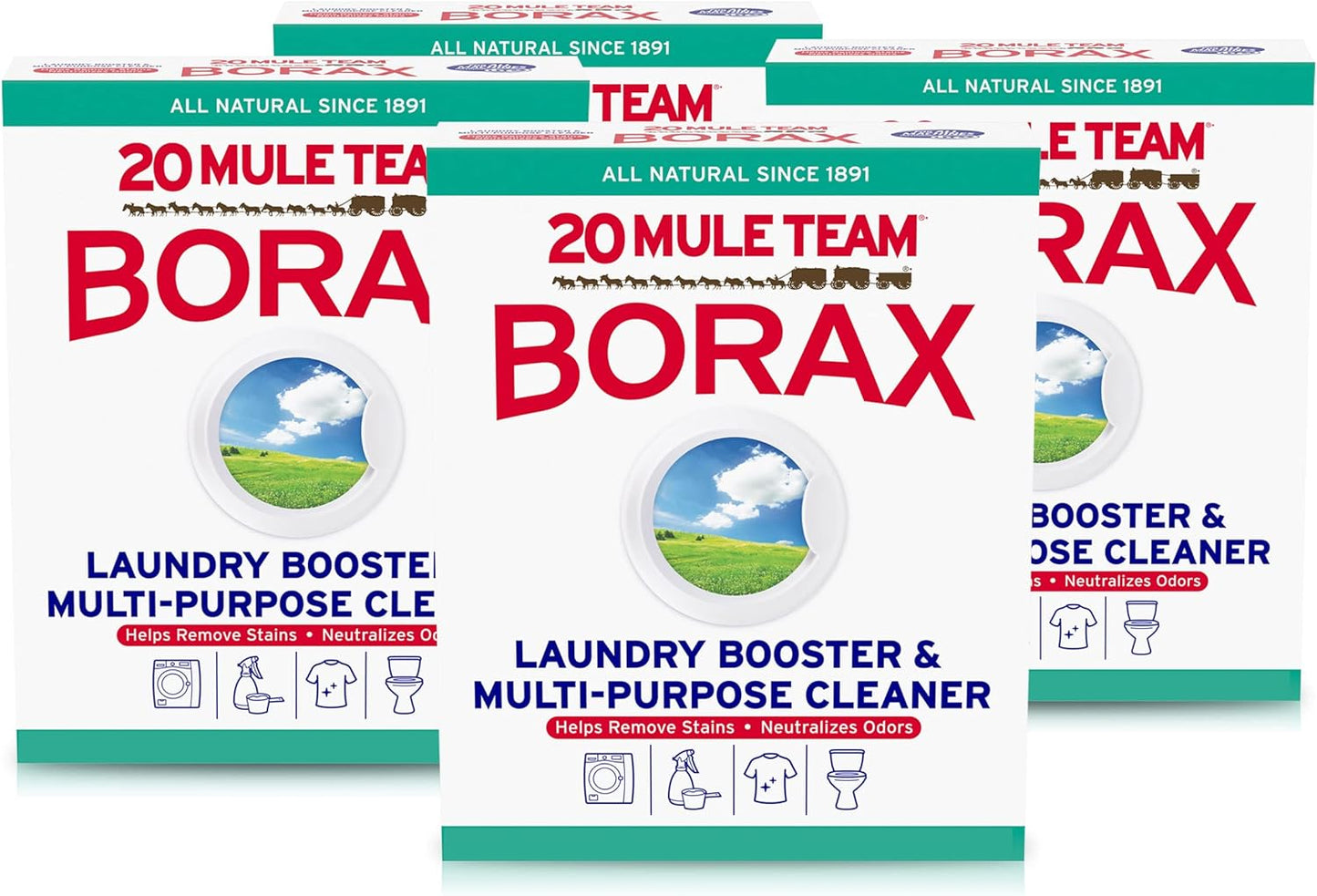 Natural Borax 4-Pack, 65oz - Boosts Detergent & Cleans Everything