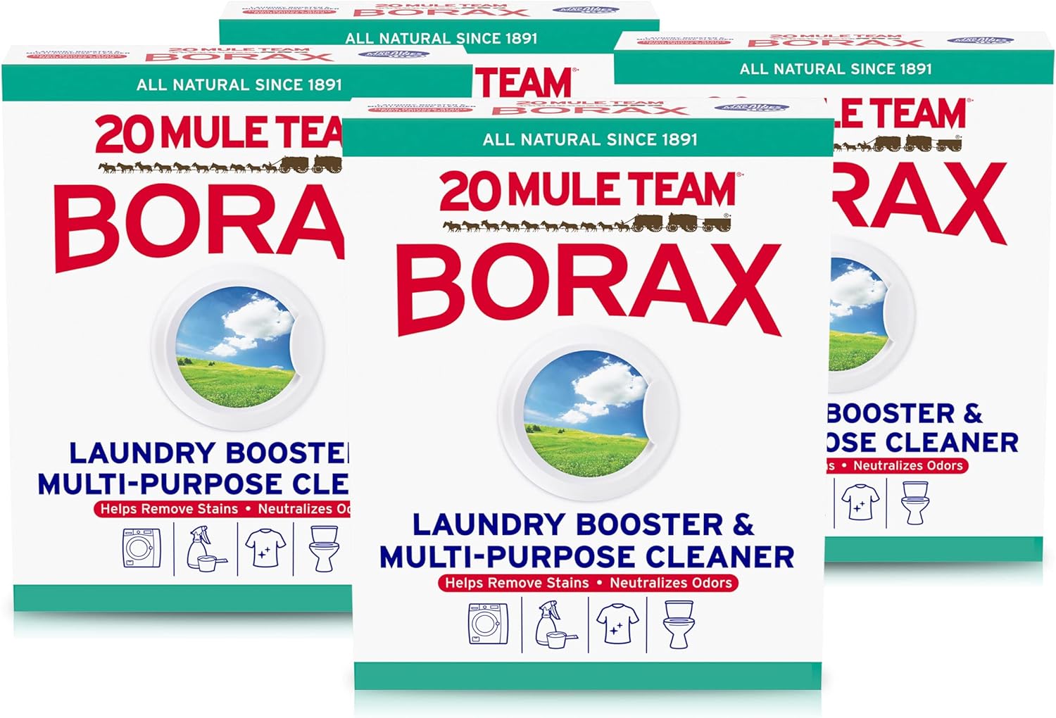 Natural Borax 4-Pack, 65oz - Boosts Detergent & Cleans Everything