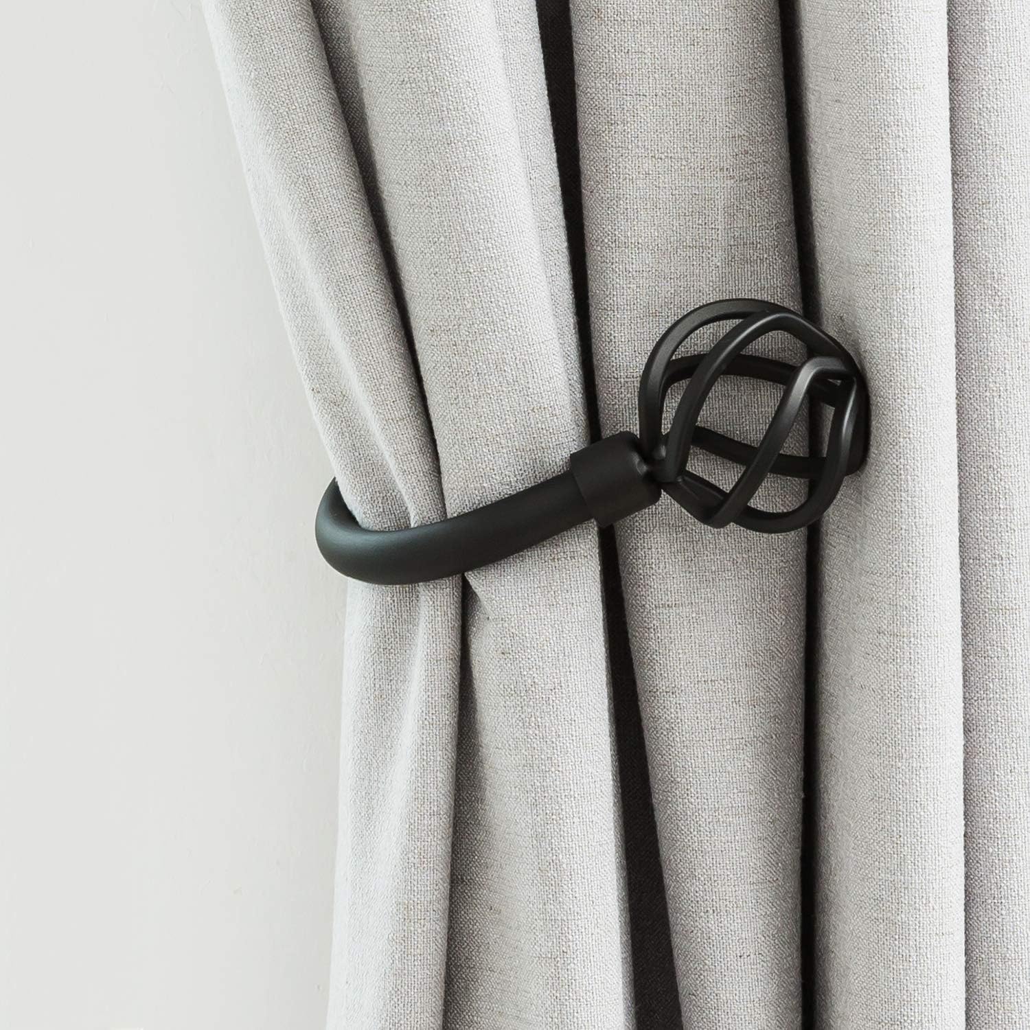 Set of 2 Heavy Duty Curtain Tiebacks - Elegant Matt Black Finish