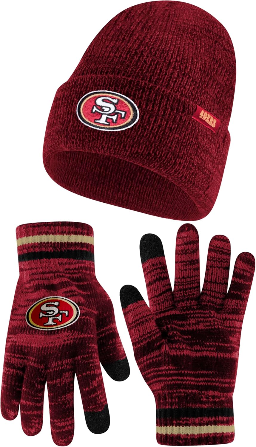 Ultra Game Youth NFL Official Super Soft Knit Beanie and Gloves