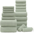 18 Piece Green Bath Towels Set - Super Soft 500 GSM Family Pack