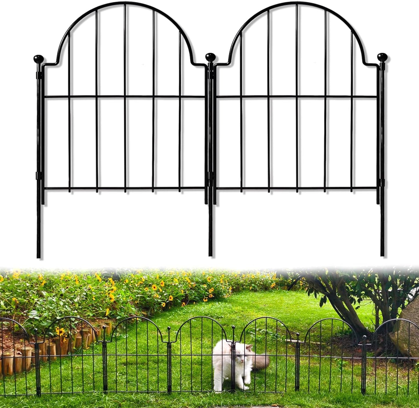 Garden Fence, 22 in x 10.83 ft Arched Rustproof Metal Barrier
